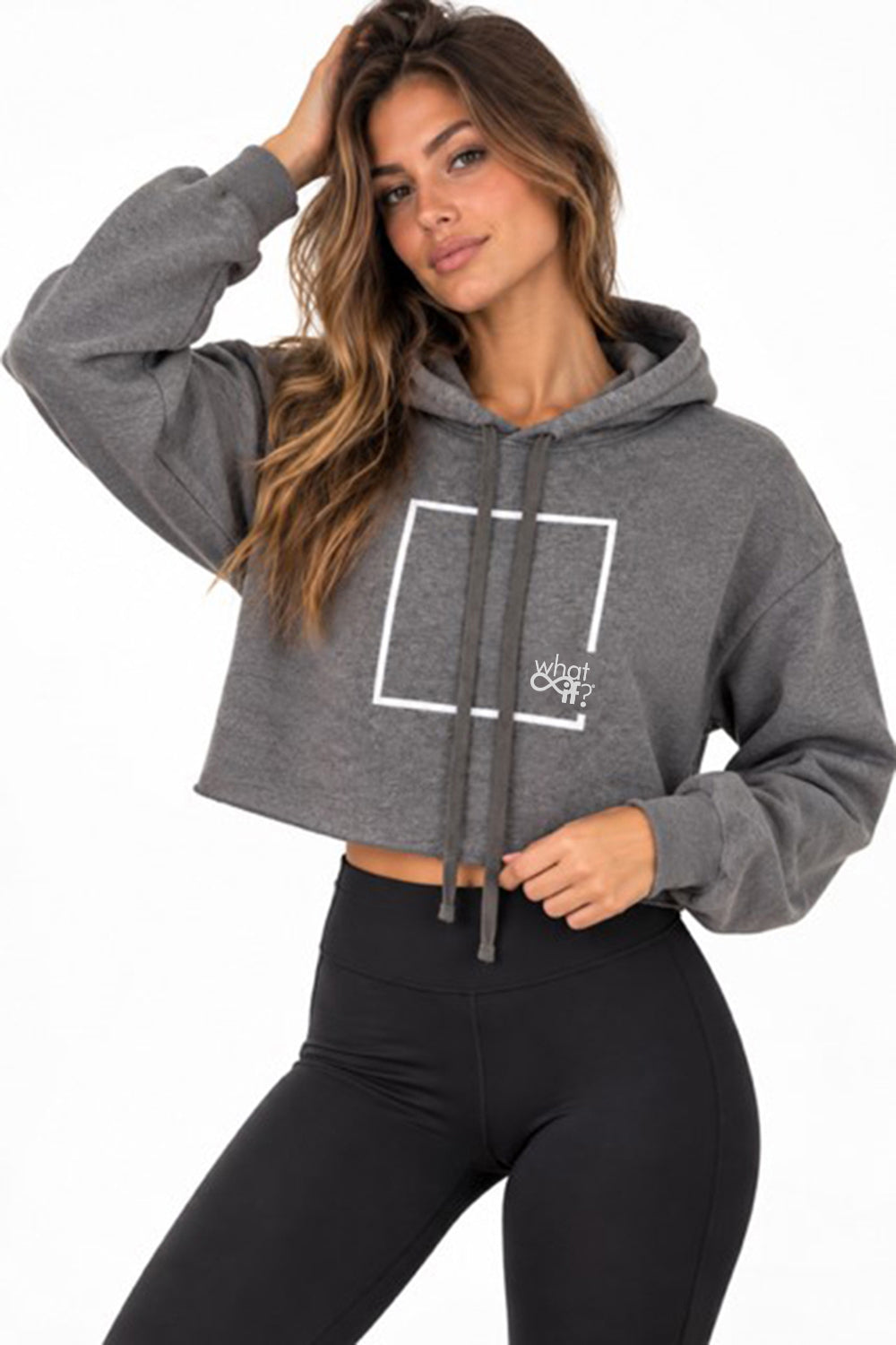ON THE GO CROPPED FLEECE HOODIE - GREY