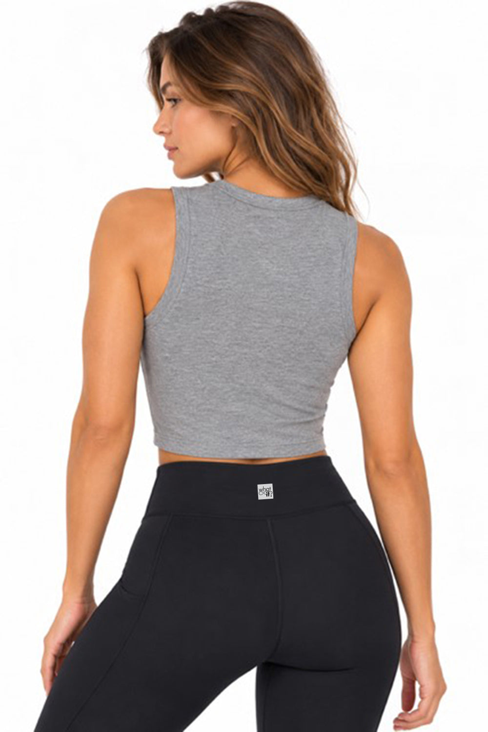 MICRO RIB MUSCLE CROPPED TANK - GREY