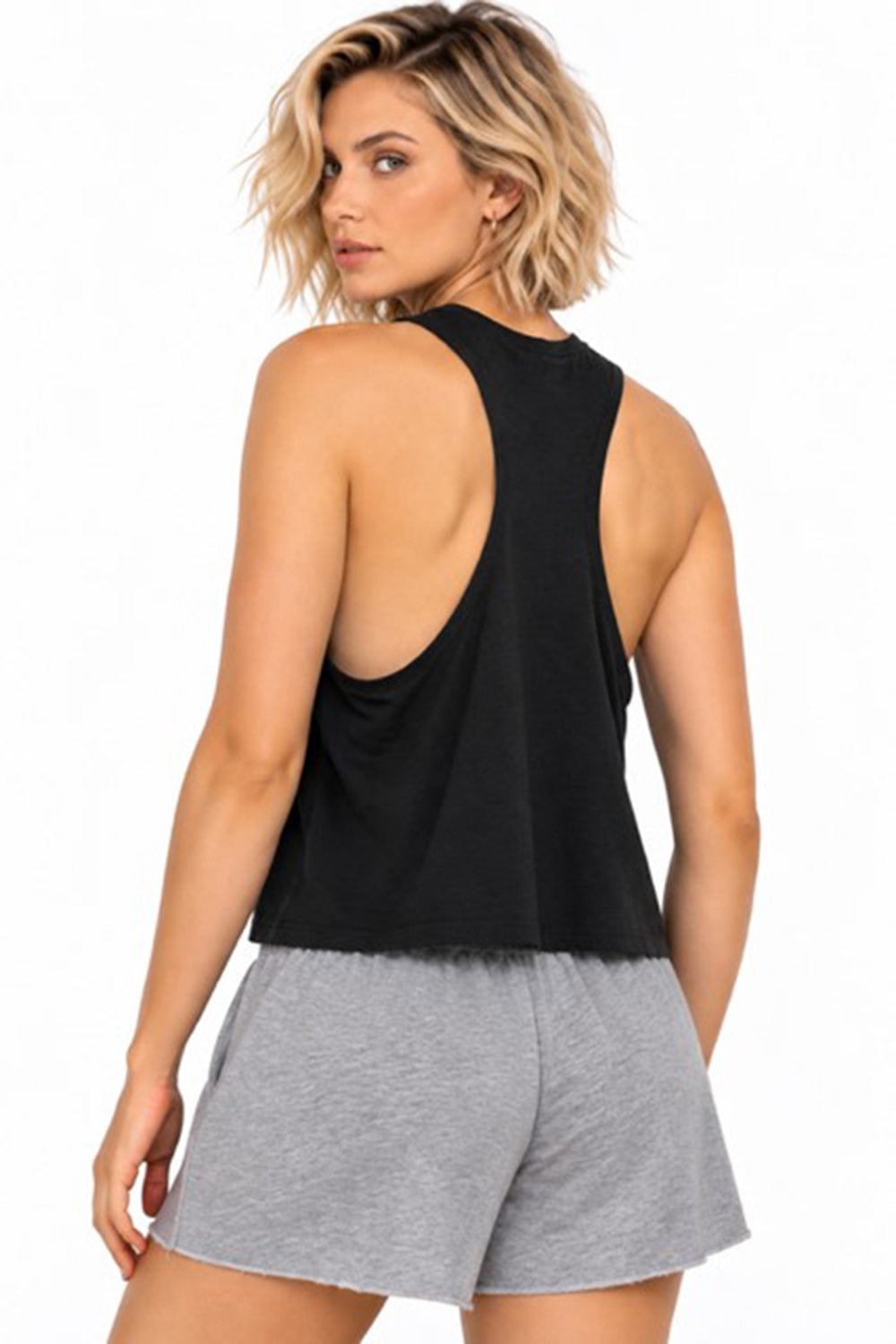 RACERBACK CROPPED TANK - BLACK