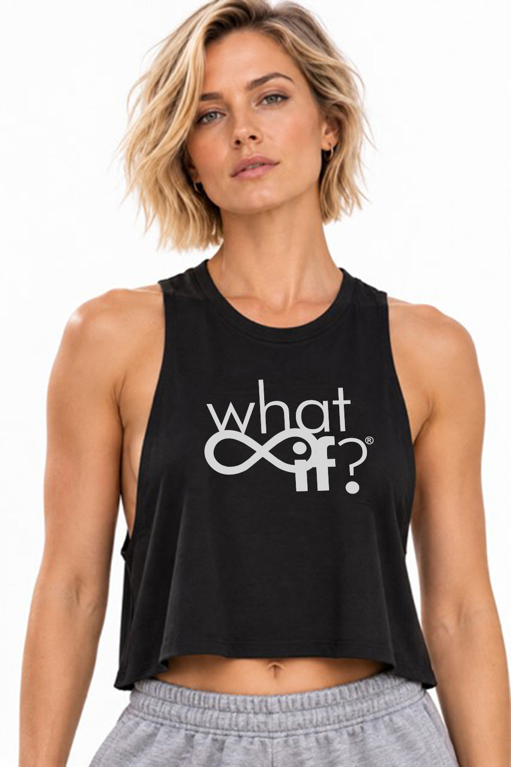 RACERBACK CROPPED TANK - BLACK
