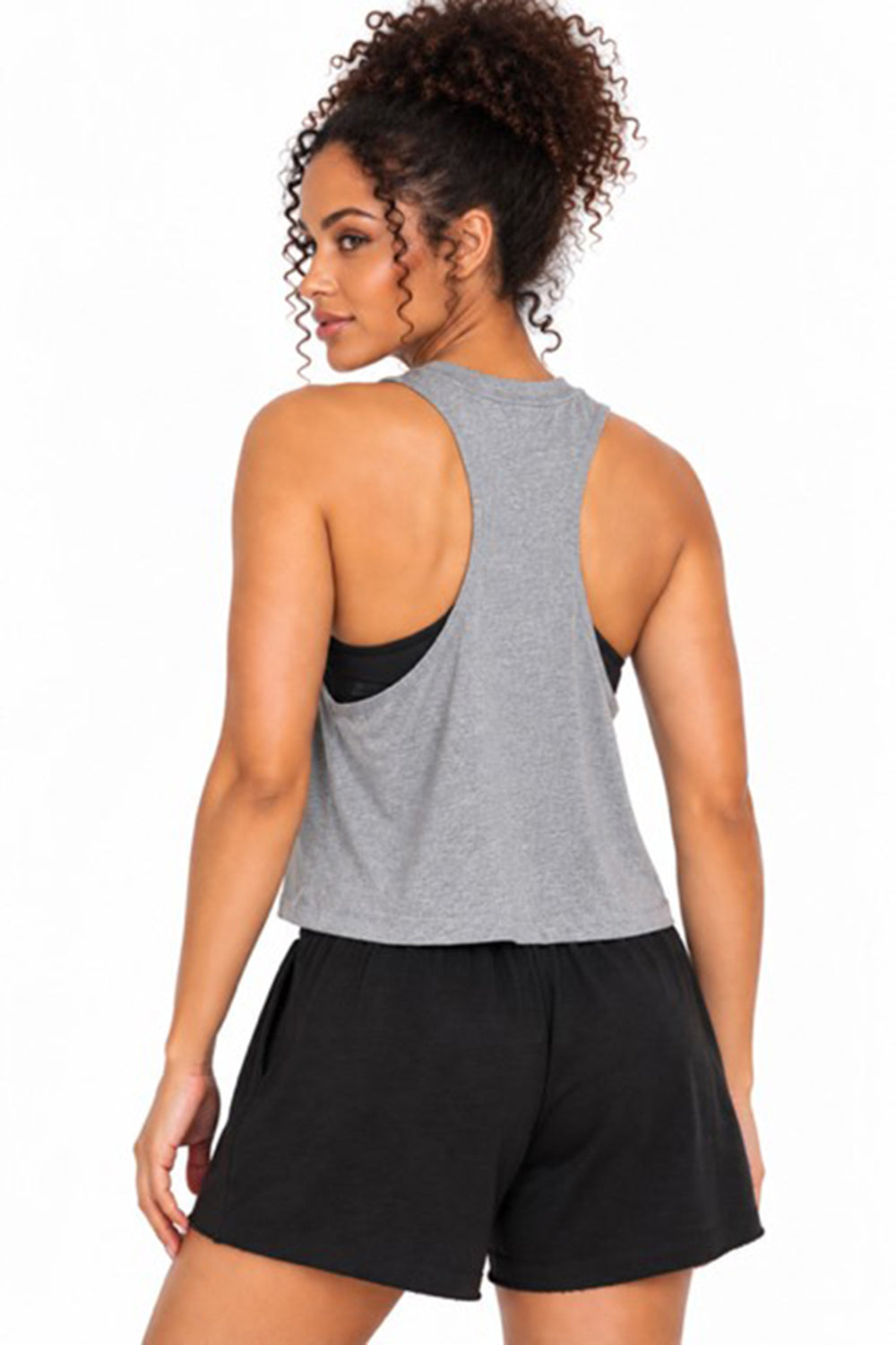 RACERBACK CROPPED TANK - GREY